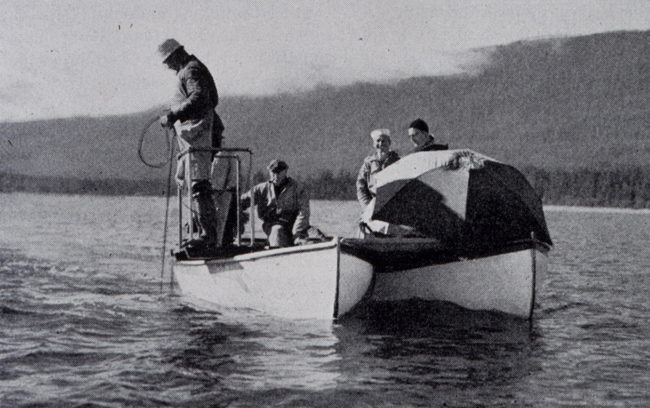 Lead line survey from a catamaran hull in Alaska, 1942.
